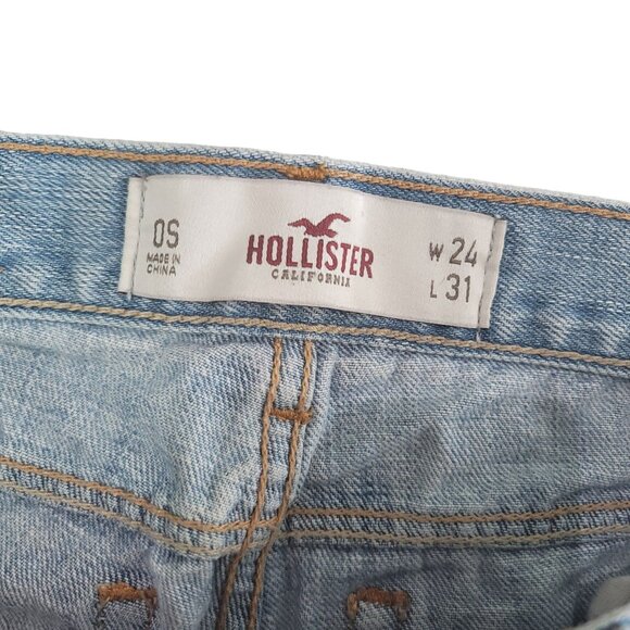 Hollister Light Blue Distressed Bootcut Flare leg Jeans Size 24W X 31L 0s. Short - Picture 2 of 9
